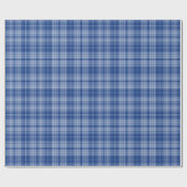 Papier Cadeau Tartan - bleu marine à bleu clair et bleu moyen (Plat)
