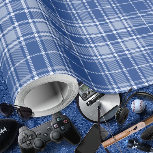 Papier Cadeau Tartan - bleu marine à bleu clair et bleu moyen