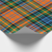 Papier Cadeau Tartan bleu orange vert rustique (Coin)