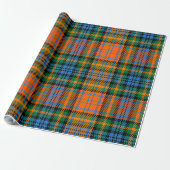 Papier Cadeau Tartan bleu orange vert rustique (Déroulé)