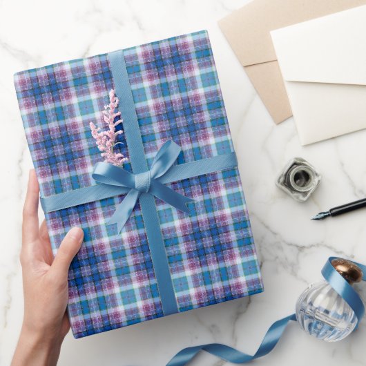 Papier Cadeau Tartan bleu pourpre En vichy Motif (Cadeaux)