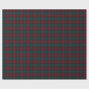 Papier cadeau tartan Bourgogne et vert chasseresse