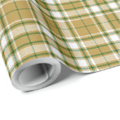 Papier Cadeau Tartan - Caramel Or-Blanc-Vert (Coin rond)