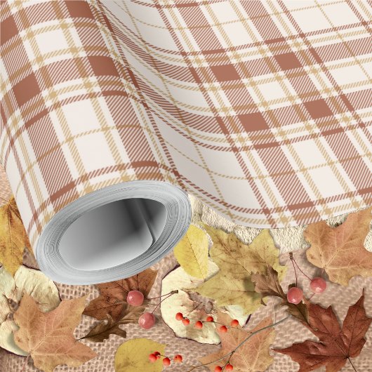 Papier Cadeau Tartan - Cement Brûlé Sienna-Rustic Gold