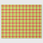 Papier Cadeau Tartan chèque plaid rouge vert emballage de Noël (Plat)