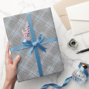 Papier Cadeau Tartan Chic Bleu Gris Noir Motif