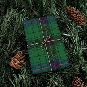 Papier Cadeau Tartan Clan Davidson Plaid vert noir bleu
