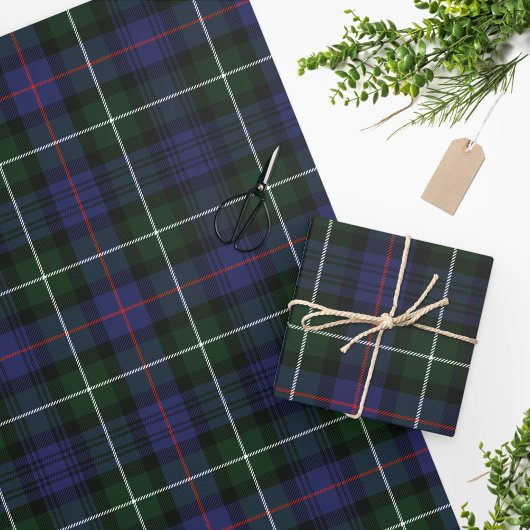 Papier Cadeau Tartan Clan MacKenzie Plaid Green Purple Check