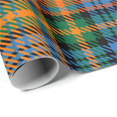 Papier Cadeau Tartan Clan Murray Plaid Blue Orange Green Check (Coin rond)