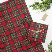 Papier Cadeau Tartan Clan Stewart Plaid Black Red Check Motif