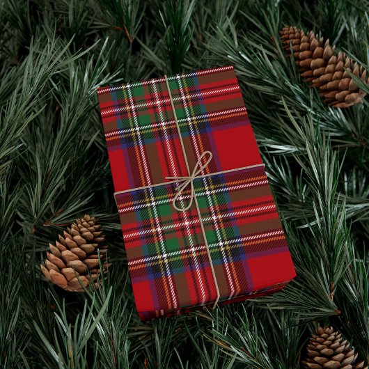 Papier Cadeau Tartan Clan Stewart Plaid Black Red Check Motif