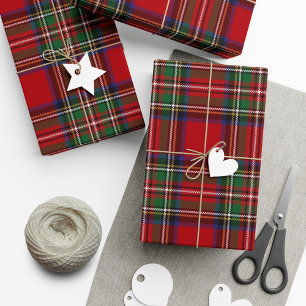 Papier Cadeau Tartan Clan Stewart Plaid Black Red Rustic