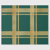 Papier Cadeau Tartan classique vert et or (Plat)