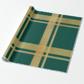 Papier Cadeau Tartan classique vert et or (Déroulé)