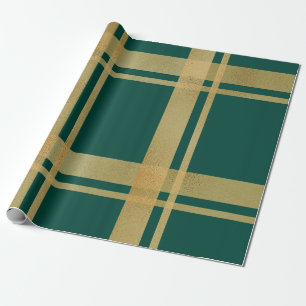 Papier Cadeau Tartan classique vert et or