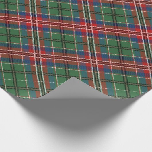 Papier Cadeau Tartan classique vert rouge plaqué élégant (Coin)