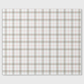 Papier Cadeau Tartan de Noël blanc neutre (Plat)
