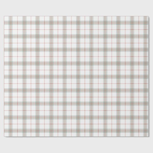 Papier Cadeau Tartan de Noël blanc neutre (Plat)