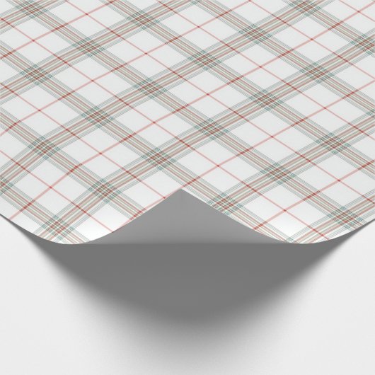 Papier Cadeau Tartan de Noël blanc neutre (Coin)