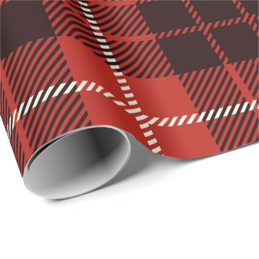 Papier Cadeau Tartan de Noël classique Plaid (Coin rond)
