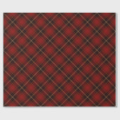Papier Cadeau Tartan de Noël classique rouge, noir et or (Plat)