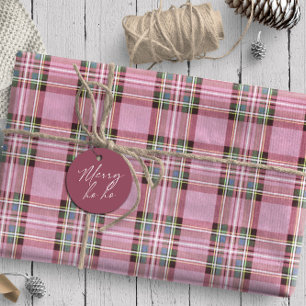 Papier Cadeau Tartan de Noël rose/vert ID768