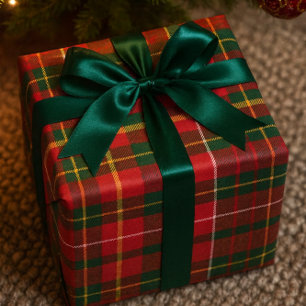 Papier Cadeau Tartan de Noël Rouge et Vert