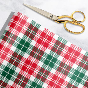 Papier Cadeau Tartan de Noël Rouge Vert et Blanc Festif