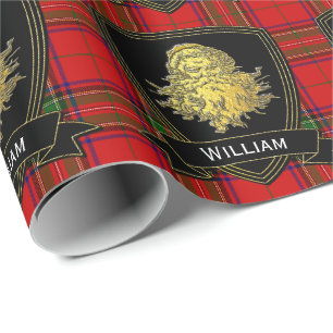 Papier Cadeau Tartan de Père Noël Stewart d'or