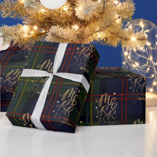 Papier Cadeau Tartan des Fêtes de Noël à carreaux rustiques