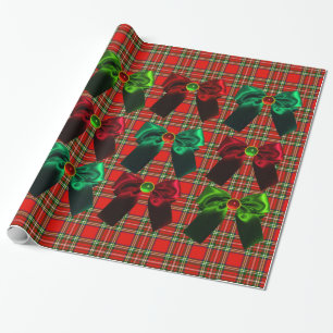 PAPIER CADEAU TARTAN ÉCOSSAIS AVEC BOÎTES DE NOËL VERT ROUGE