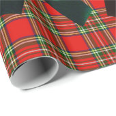 PAPIER CADEAU TARTAN ÉCOSSAIS AVEC BOÎTES DE NOËL VERT ROUGE (Coin rond)