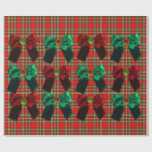 PAPIER CADEAU TARTAN ÉCOSSAIS AVEC BOÎTES DE NOËL VERT ROUGE (Plat)