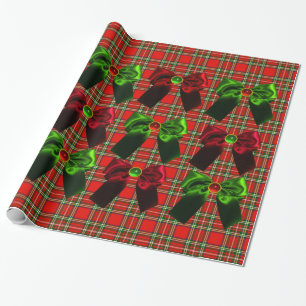 PAPIER CADEAU TARTAN ÉCOSSAIS AVEC BOÎTES DE NOËL VERT ROUGE