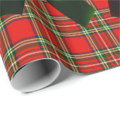 PAPIER CADEAU TARTAN ÉCOSSAIS AVEC BOÎTES DE NOËL VERT ROUGE (Coin rond)