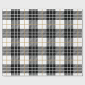 Papier Cadeau Tartan écossais noir et blanc (Plat)