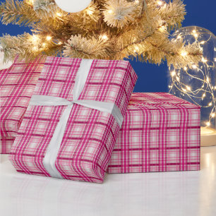 Papier Cadeau Tartan écossais rose blanc Plaid Classic Bleu