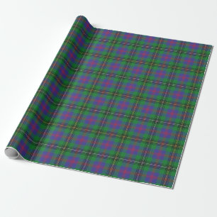 Papier Cadeau Tartan écossais vert de clan et bleu en bois