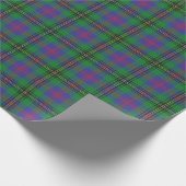 Papier Cadeau Tartan écossais vert de clan et bleu en bois (Coin)
