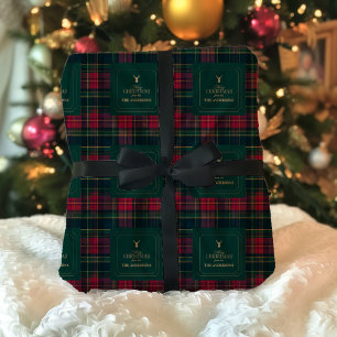 Papier Cadeau Tartan élégant de Noël Nom de famille