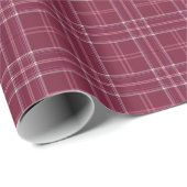 Papier Cadeau Tartan fin rouge profond et or (Coin rond)