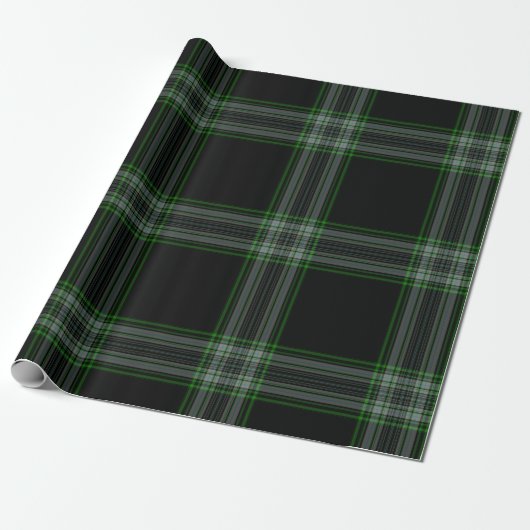 Papier Cadeau Tartan gris vert noir (Déroulé)