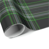 Papier Cadeau Tartan gris vert noir (Coin rond)