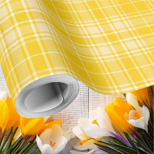 Papier Cadeau Tartan - Jaune foncé à Jaune pastel