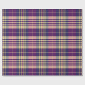 Papier Cadeau Tartan mauve, or et bleu (Plat)