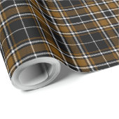 Papier Cadeau Tartan - Miel Noir-Profond Brown blanc (Coin rond)