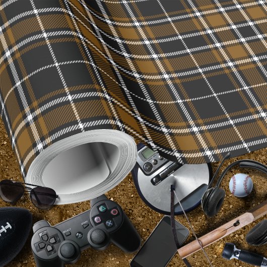 Papier Cadeau Tartan - Miel Noir-Profond Brown blanc