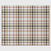 Papier Cadeau Tartan noir blanc orange jaune (Plat)