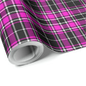 Papier Cadeau Tartan - Noir-Chaud Rose-Blanc (Coin rond)