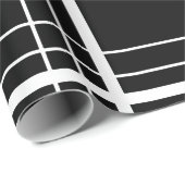 Papier Cadeau Tartan noir et blanc (Coin rond)